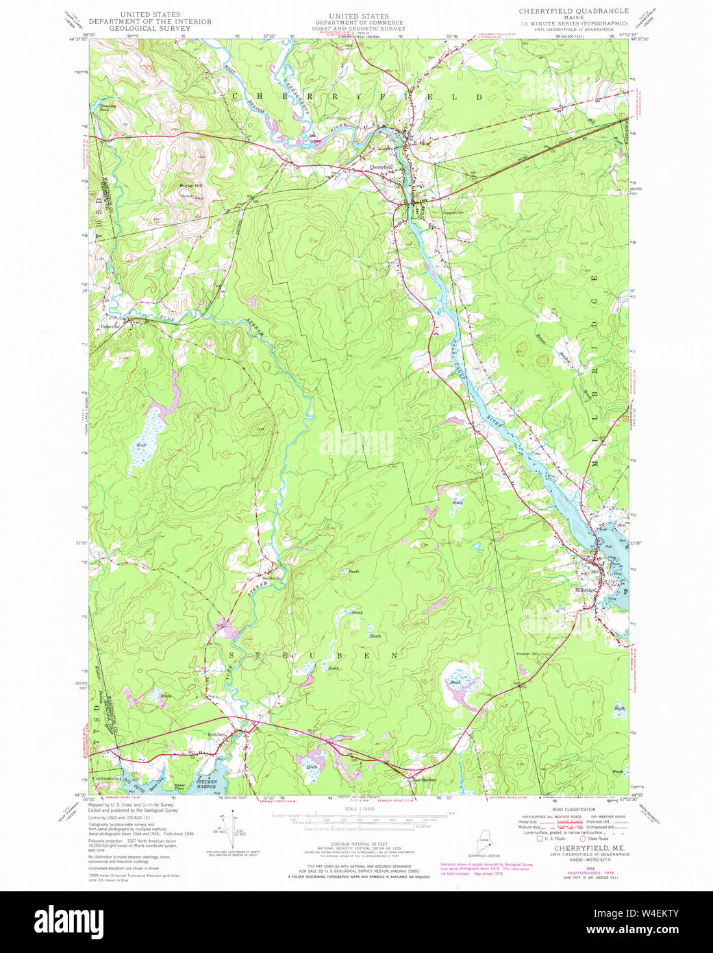 Maine USGS Historical Map Cherryfield 105023 1948 24000 Restoration