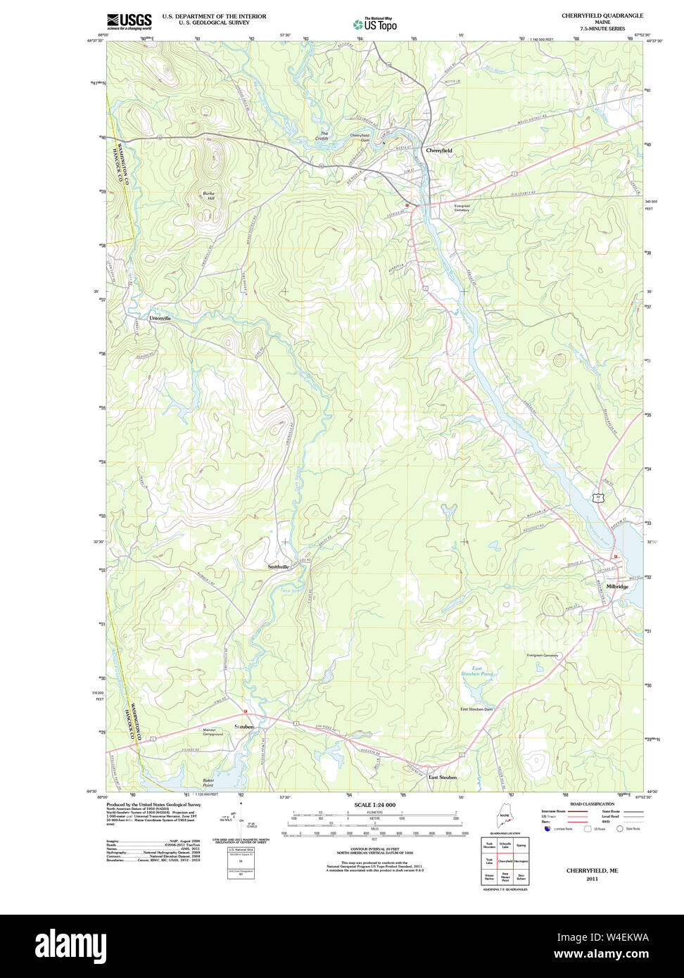 Maine USGS Historical Map Cherryfield 20110830 TM Restoration Stock
