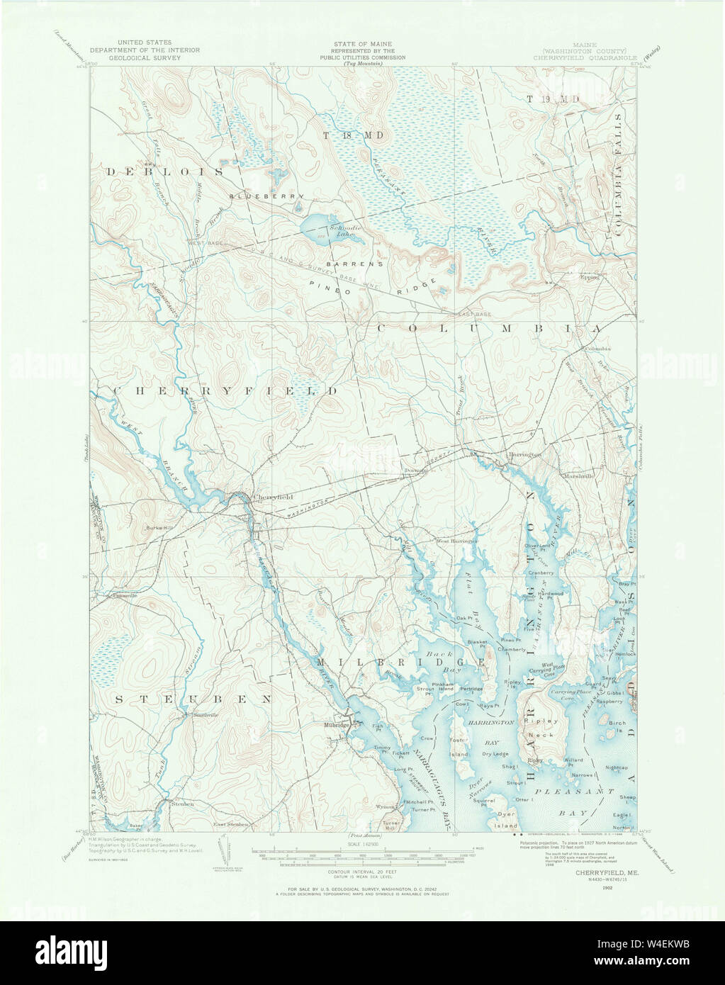 Maine USGS Historical Map Cherryfield 306520 1902 62500 Restoration