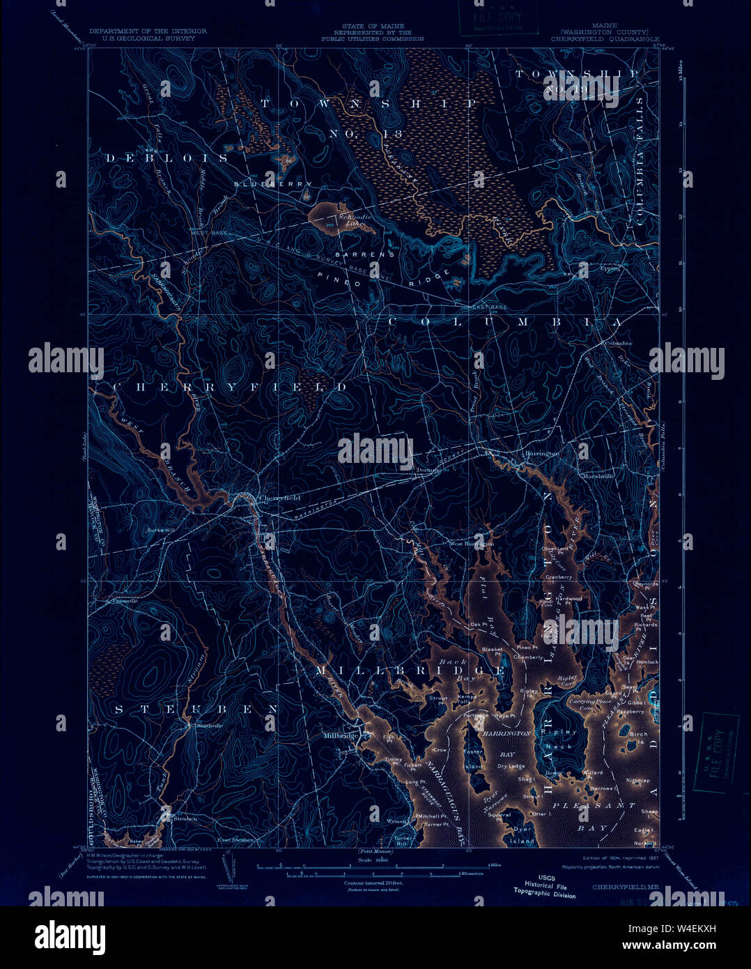 Maine USGS Historical Map Cherryfield 460313 1904 62500 Inversion