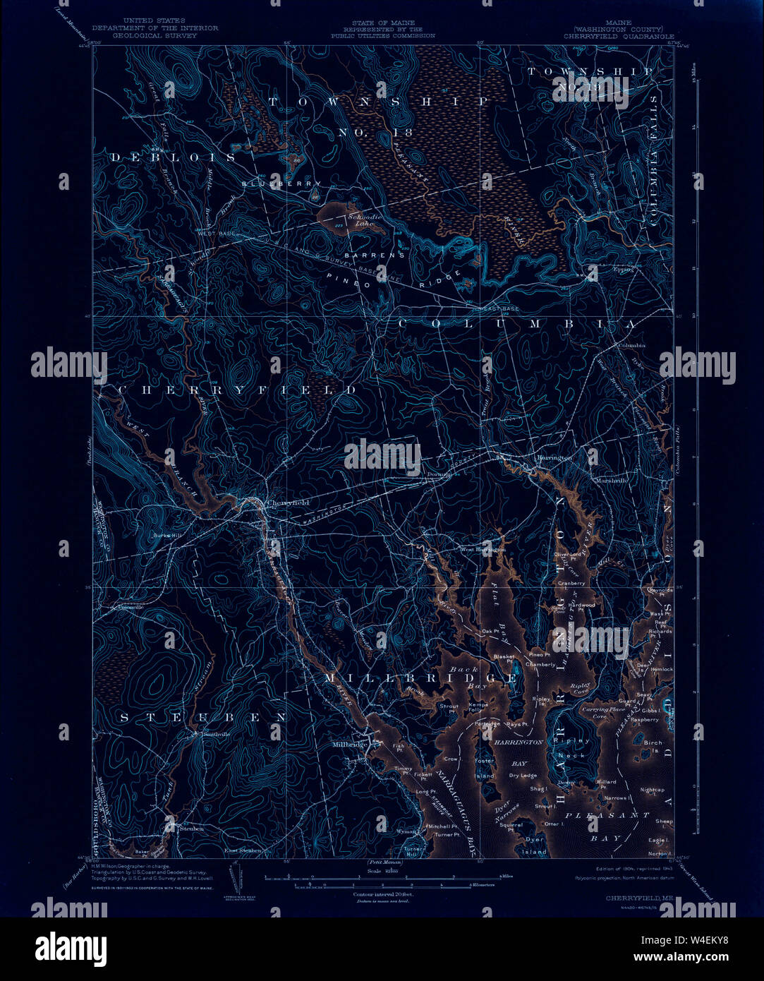 Maine USGS Historical Map Cherryfield 460315 1904 62500 Inversion