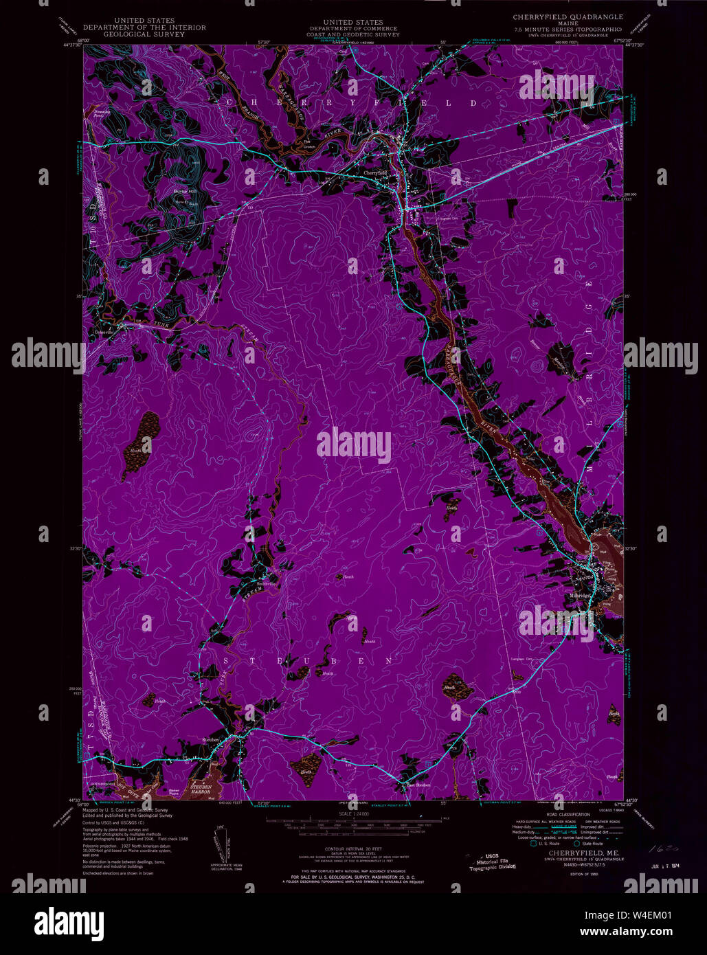 Maine USGS Historical Map Cherryfield 806608 1950 24000 Inversion