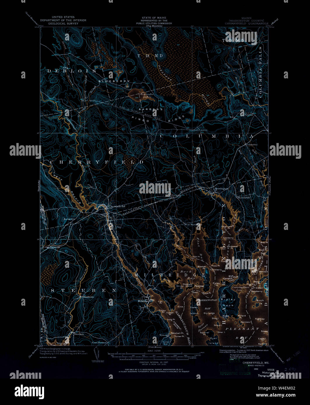 Maine USGS Historical Map Cherryfield 460316 1902 62500 Inversion
