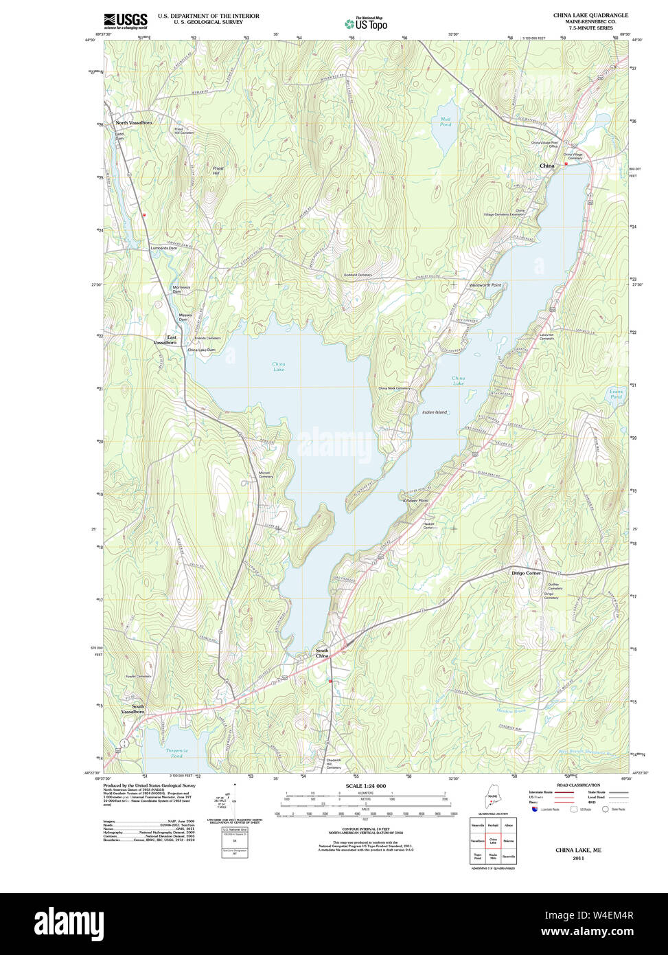Maine USGS Historical Map China Lake 20110906 TM Restoration Stock Photo Alamy