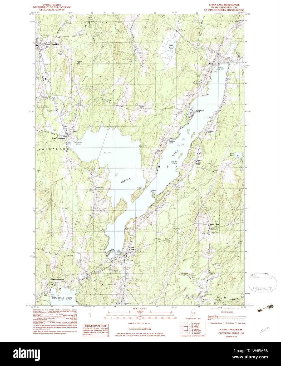 Maine USGS Historical Map China Lake 460321 1983 24000 Restoration