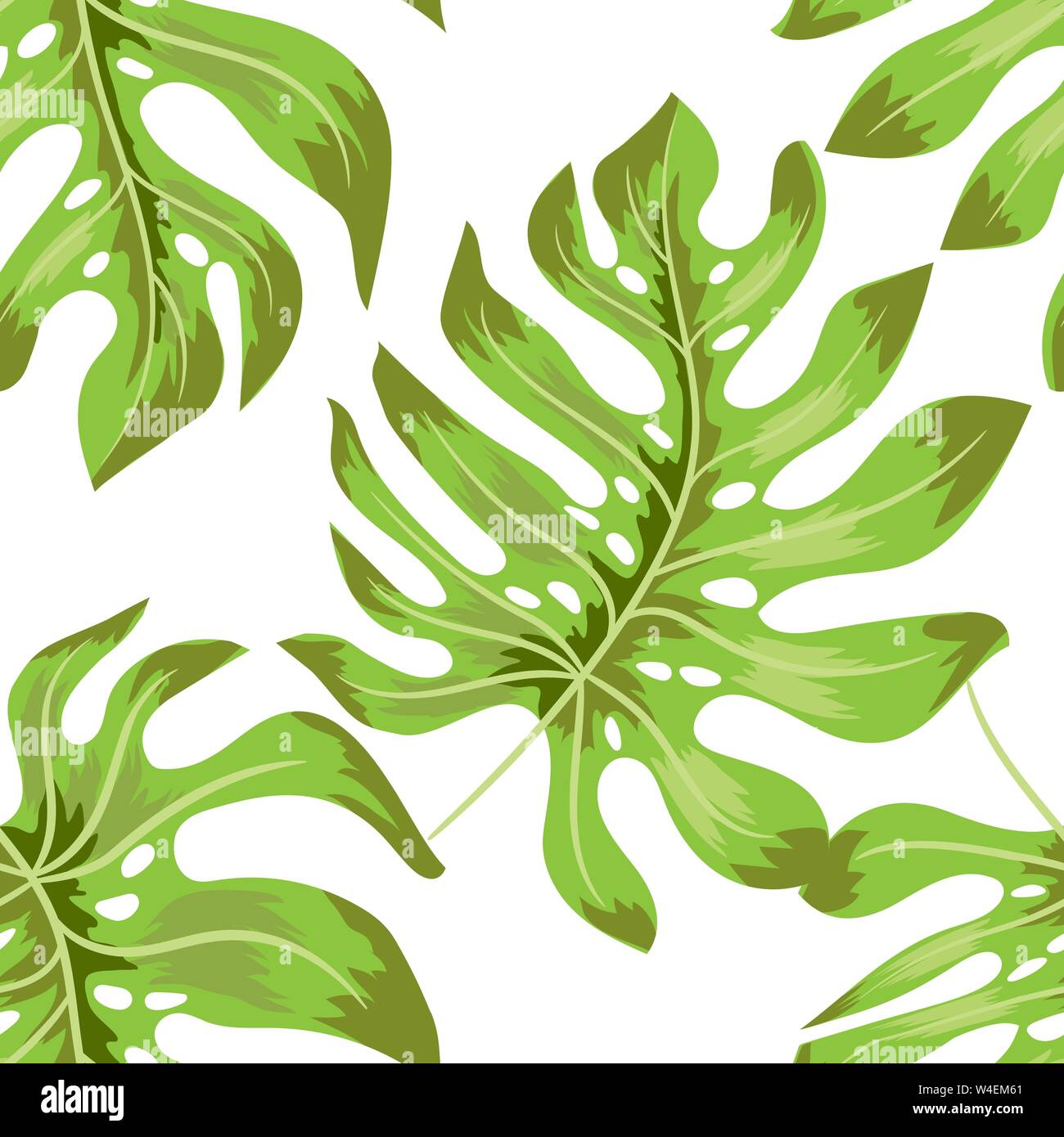 Tropical seamless pattern with exotic palm leaves. Vector illustration ...