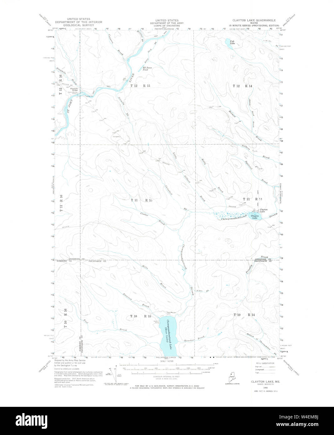 Maine USGS Historical Map Clayton Lake 460326 1955 62500 Restoration Stock Photo Alamy