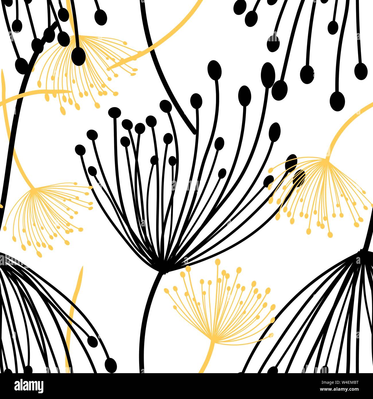 Dandelions fluff seamless pattern vector illustration eps 10 Stock Vector