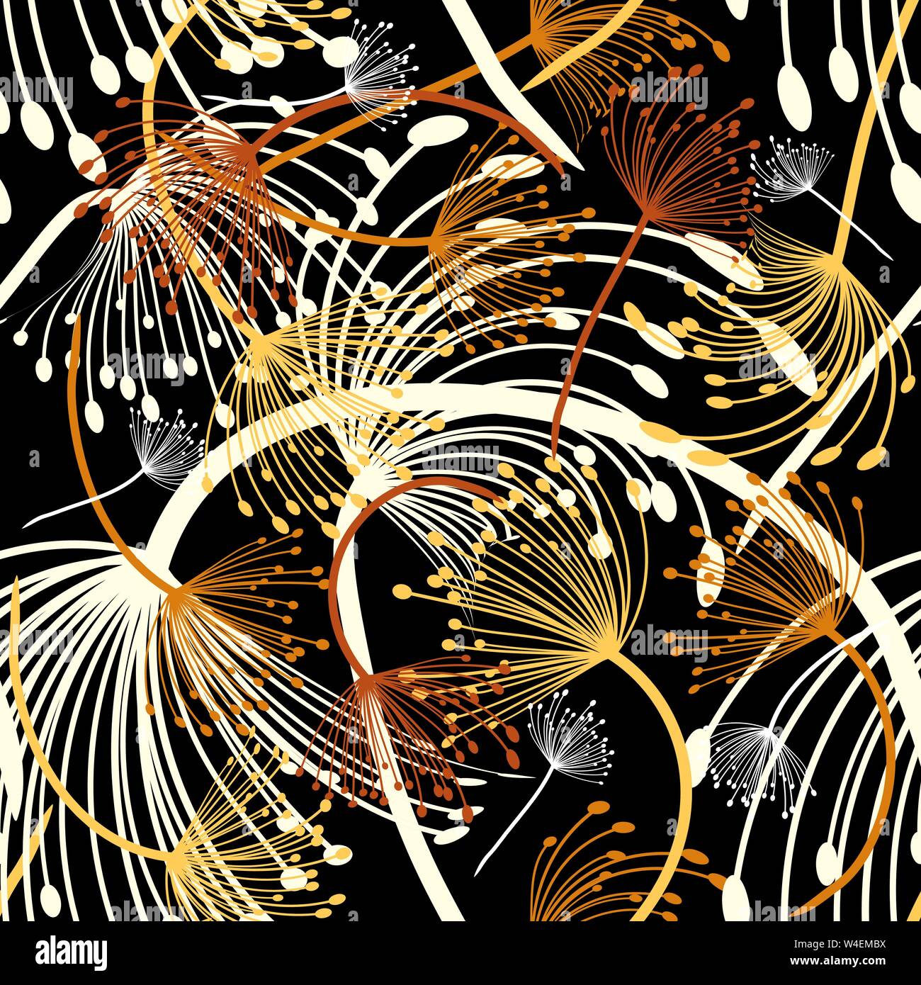 Dandelions fluff seamless pattern vector illustration eps 10 Stock Vector