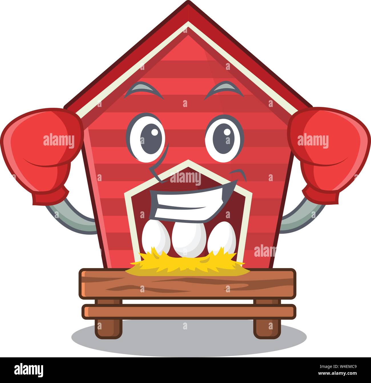 Boxing chicken coop isolated in the mascot vector illustration Stock Vector