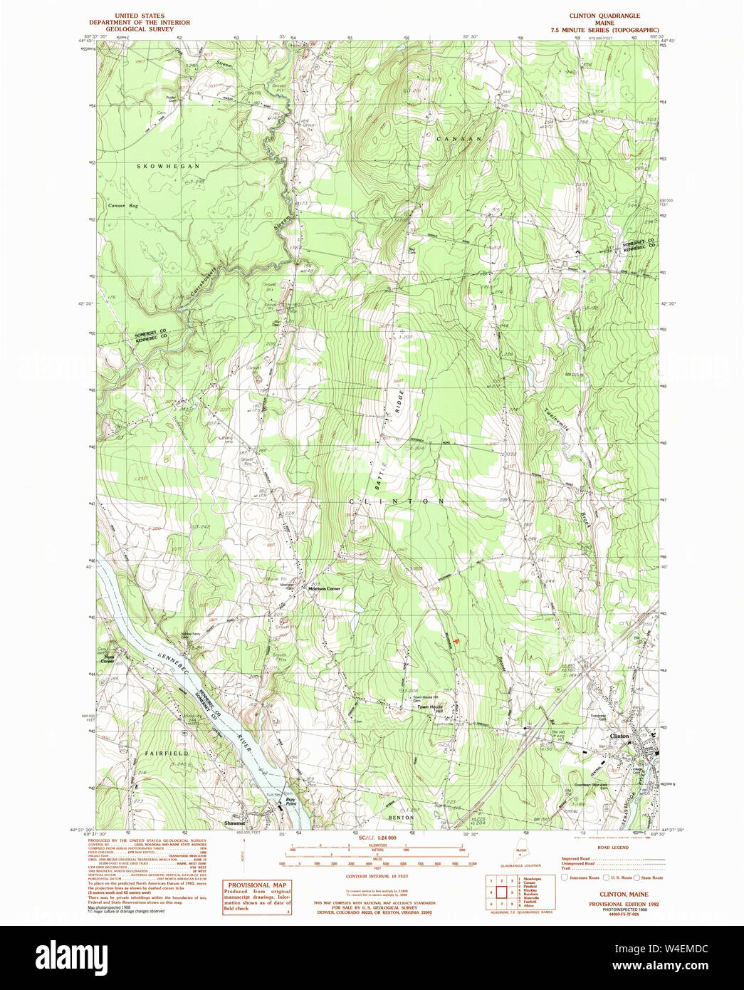 Maine USGS Historical Map Clinton 105035 1982 24000 Restoration Stock