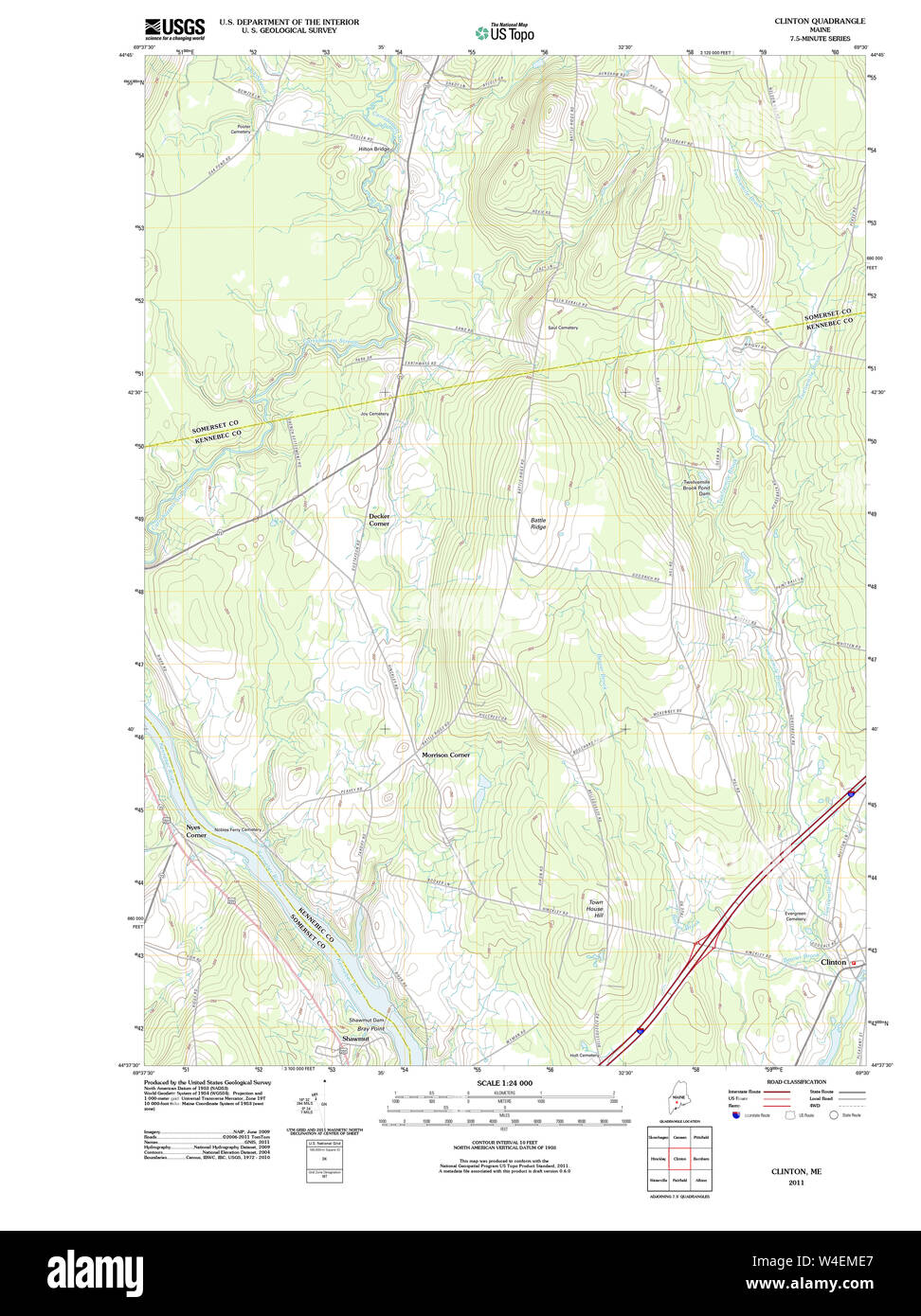 Maine USGS Historical Map Clinton 20110906 TM Restoration Stock Photo