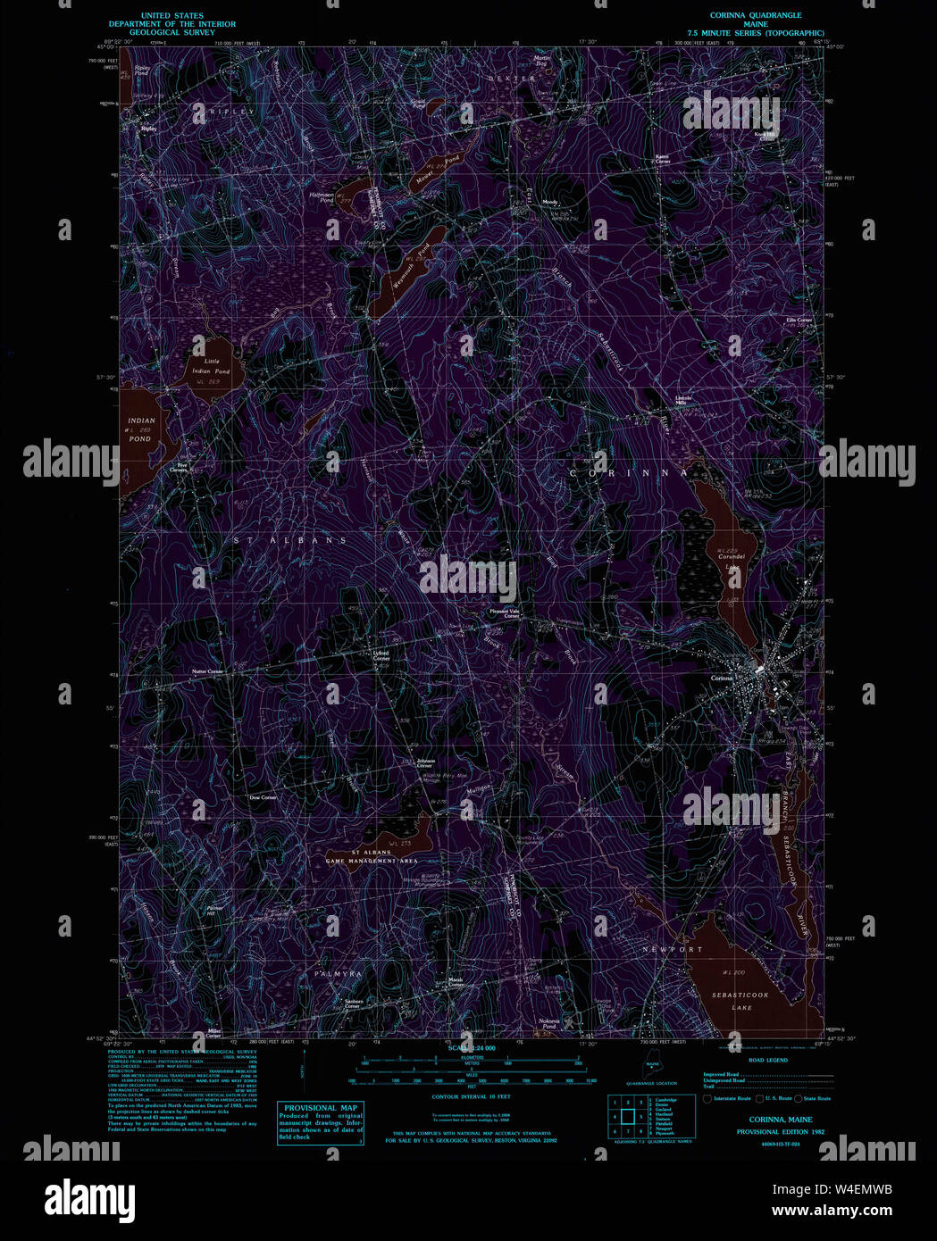 Maine USGS Historical Map Corinna 105045 1982 24000 Inversion