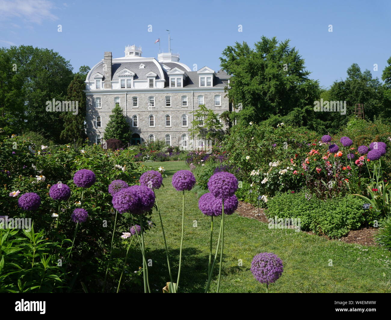 Swarthmore College is one of the best small colleges in the United States, with a beautifully landscaped campus. Stock Photo