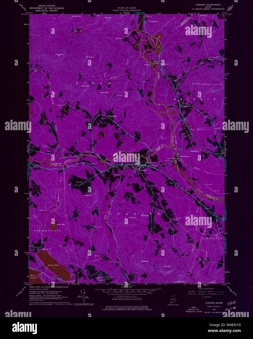 Maine USGS Historical Map Cornish 806618 1964 24000 Inversion