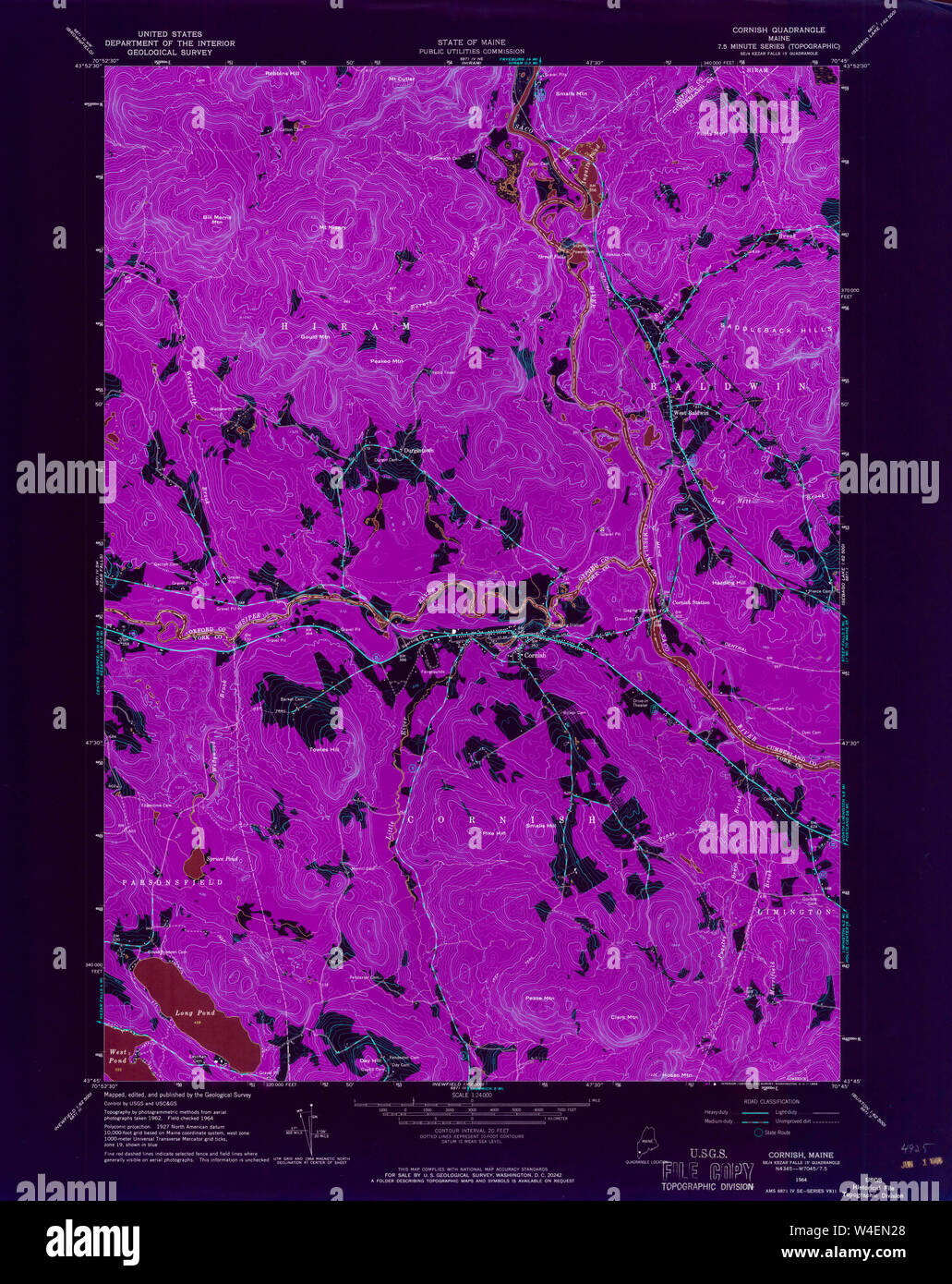 Maine USGS Historical Map Cornish 806619 1964 24000 Inversion