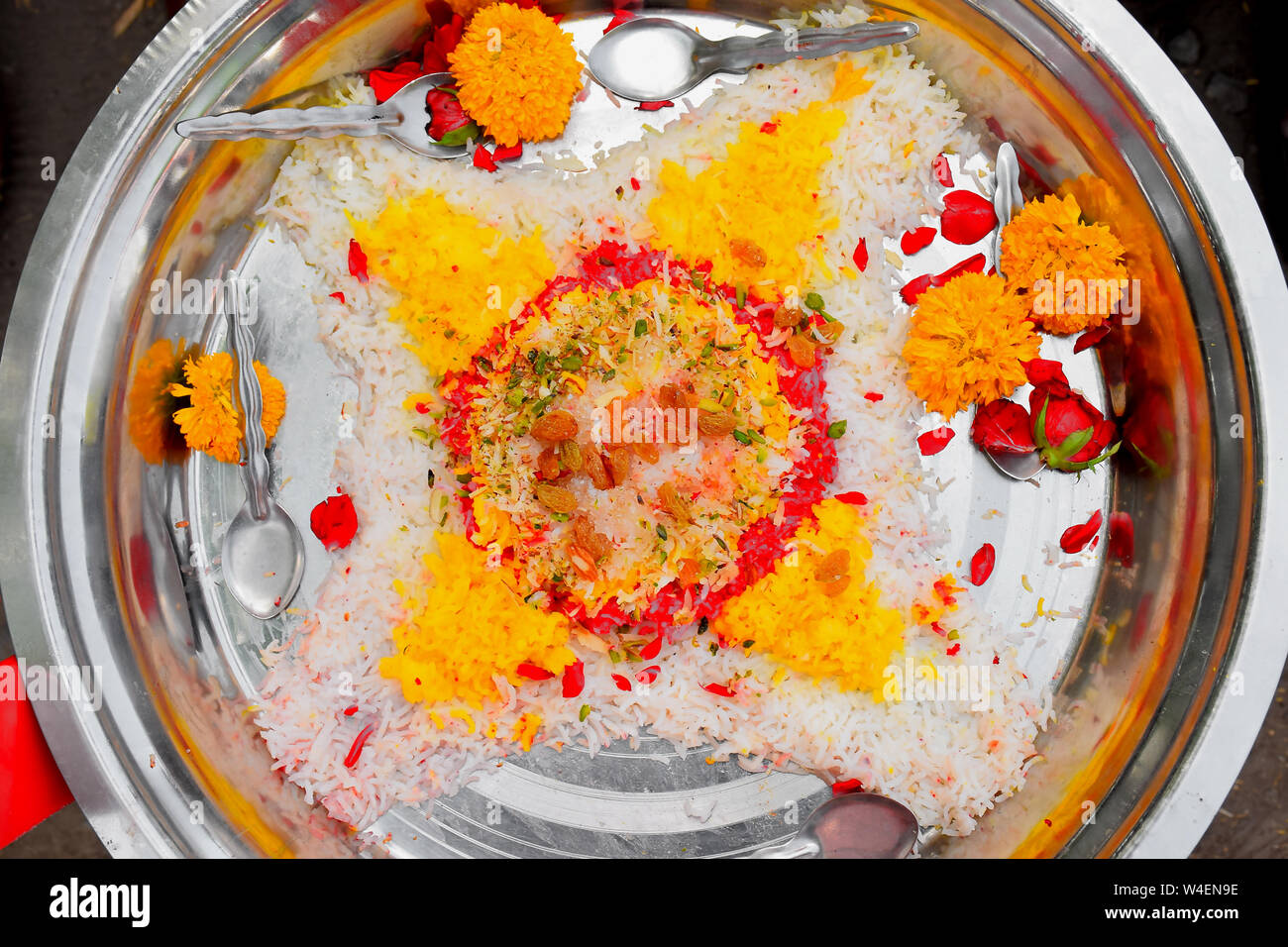 Boiled Rice Deco colorful boiled rice decorated with flowers and dry fruit sweet ...