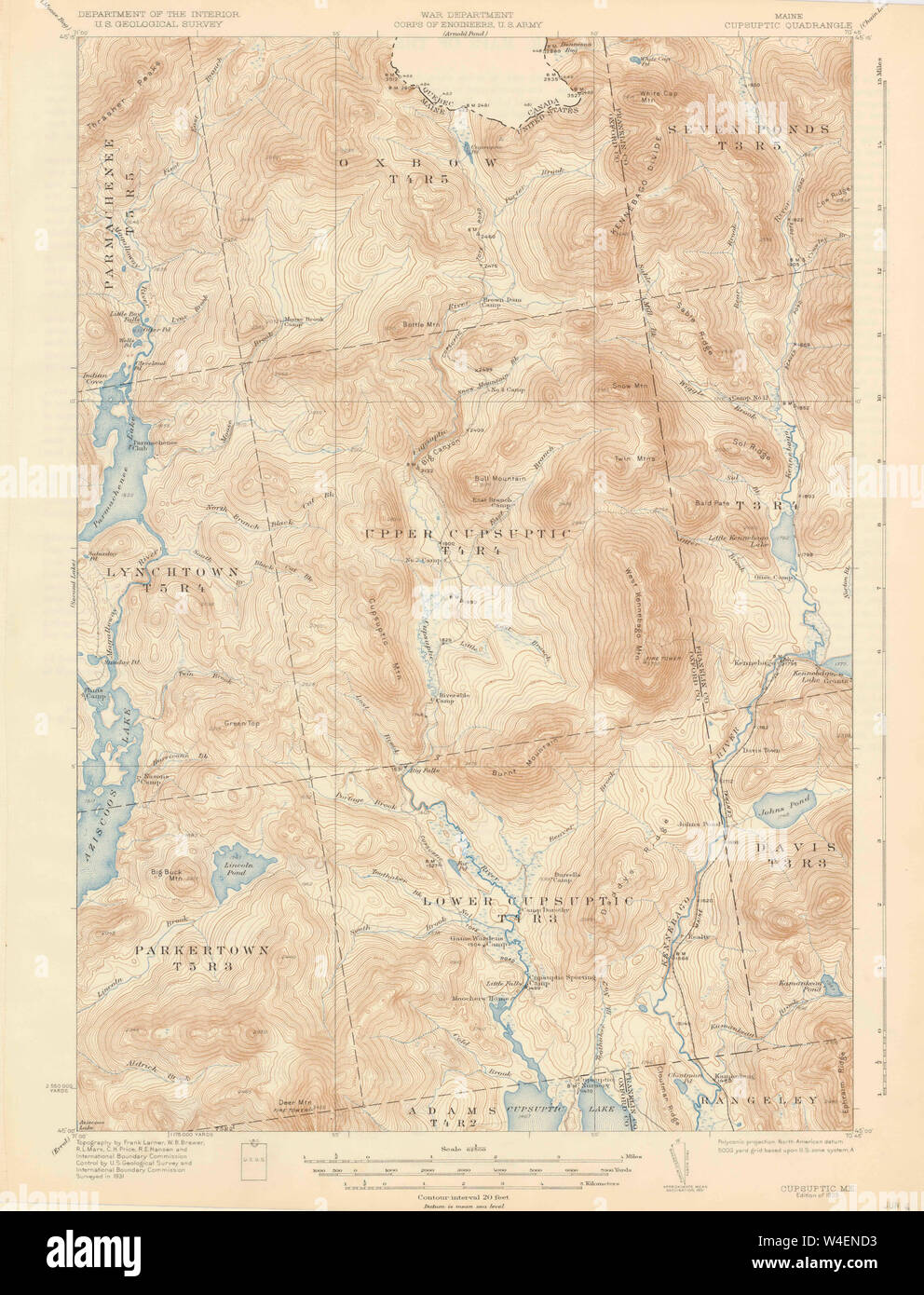 Maine USGS Historical Map Cupsuptic 306531 1935 62500 Restoration Stock