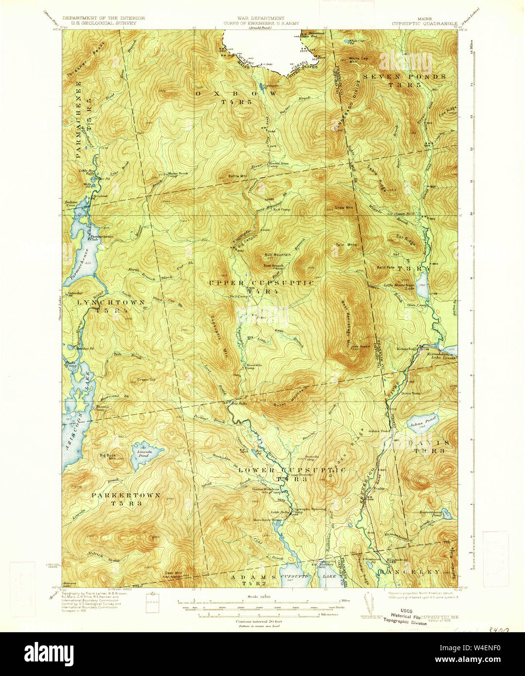 Maine USGS Historical Map Cupsuptic 460334 1935 62500 Restoration Stock Photo Alamy