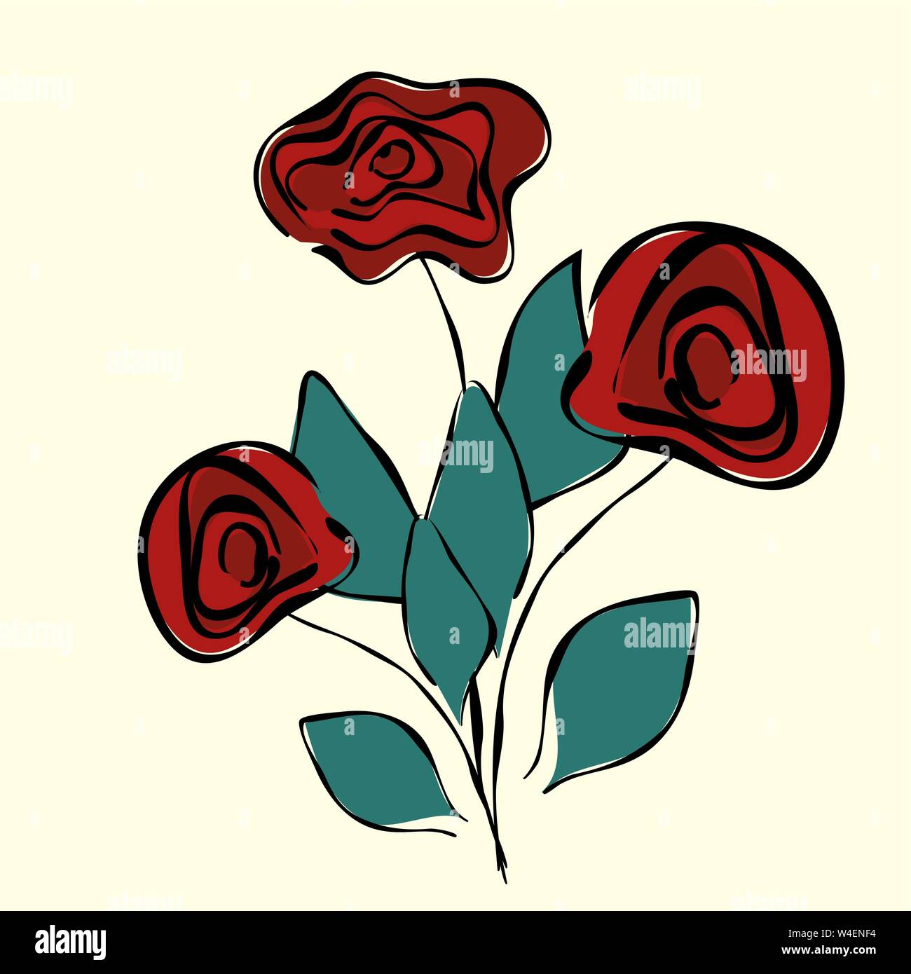 Vector branch of red roses isolated on a white background Stock Vector ...
