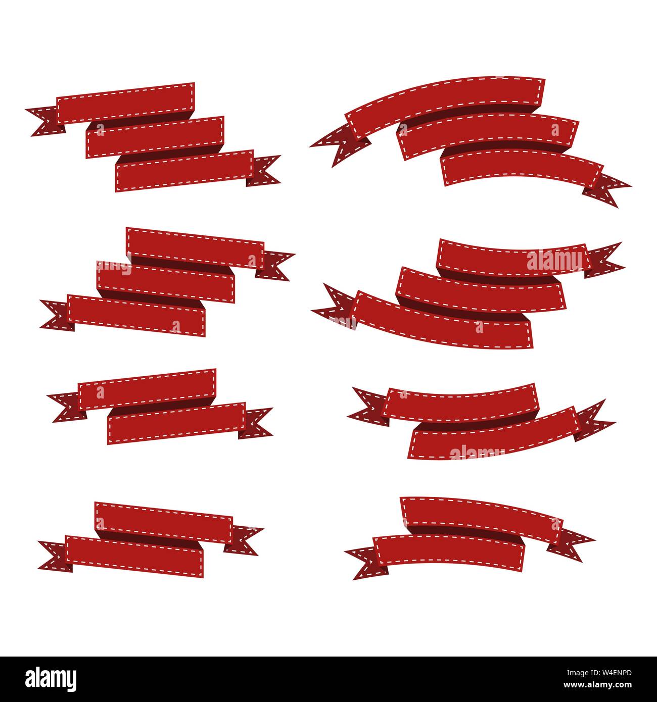 Flat vector ribbons banners isolated background. Ribbon red colored ...