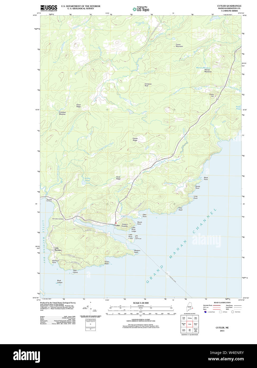 Maine USGS Historical Map Cutler 20110909 TM Restoration Stock Photo