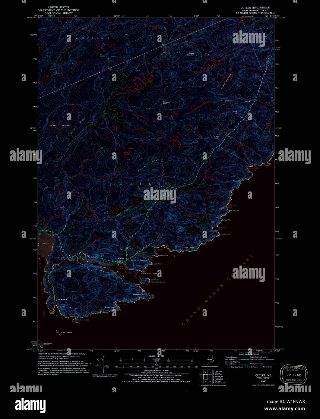 Maine USGS Historical Map Cutler 460341 1993 24000 Inversion