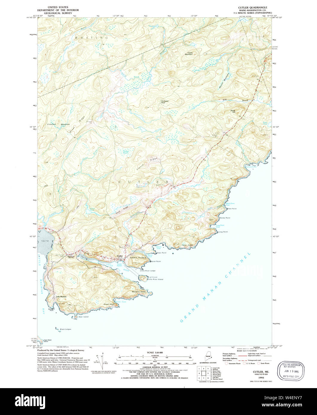 Maine USGS Historical Map Cutler 460341 1993 24000 Restoration Stock