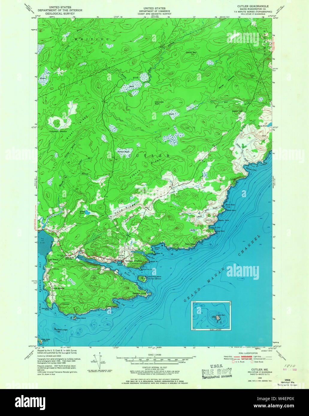 Maine USGS Historical Map Cutler 806627 1949 24000 Restoration Stock