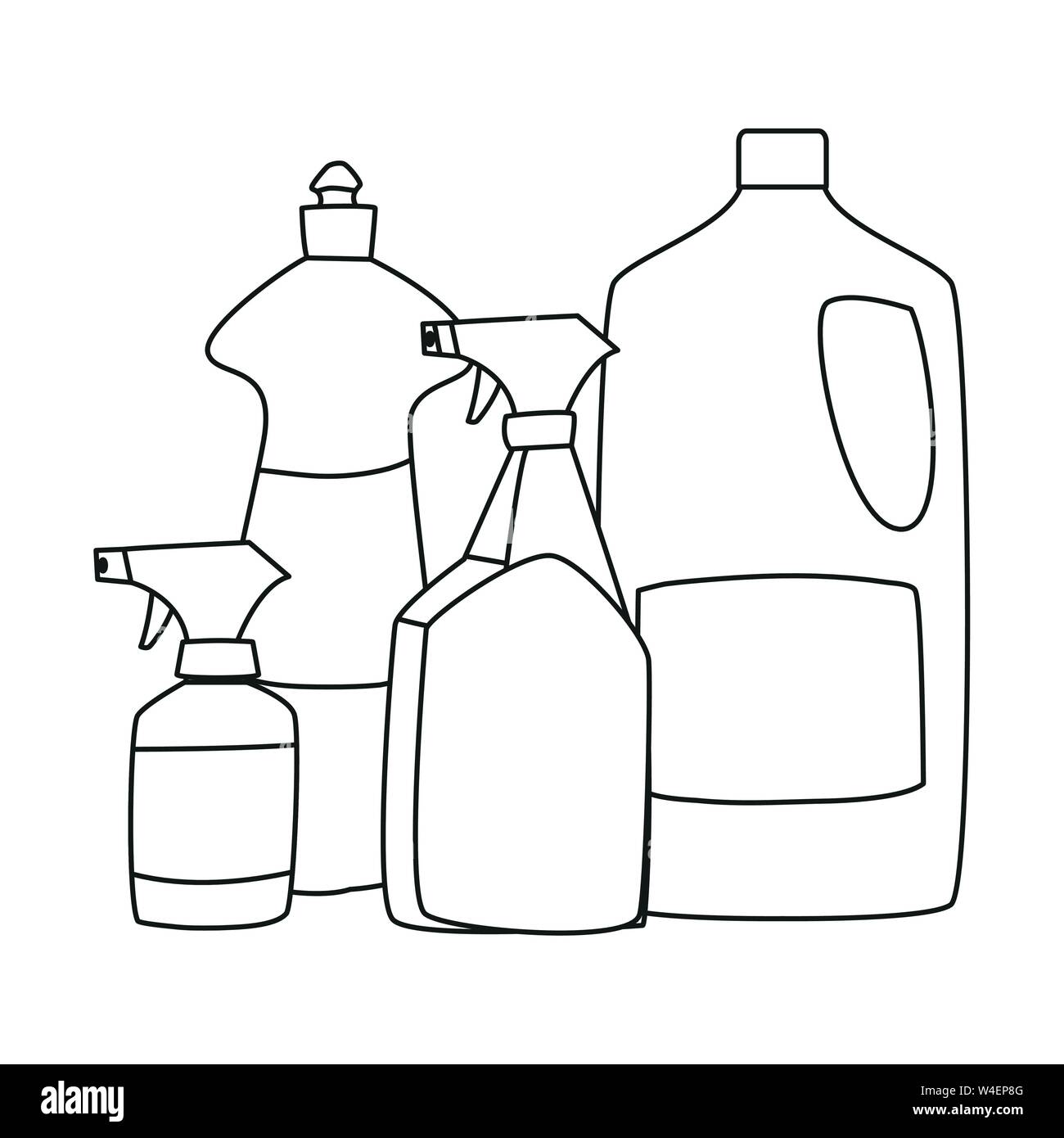 cleaning products and supplies spray bottle vector illustration outline