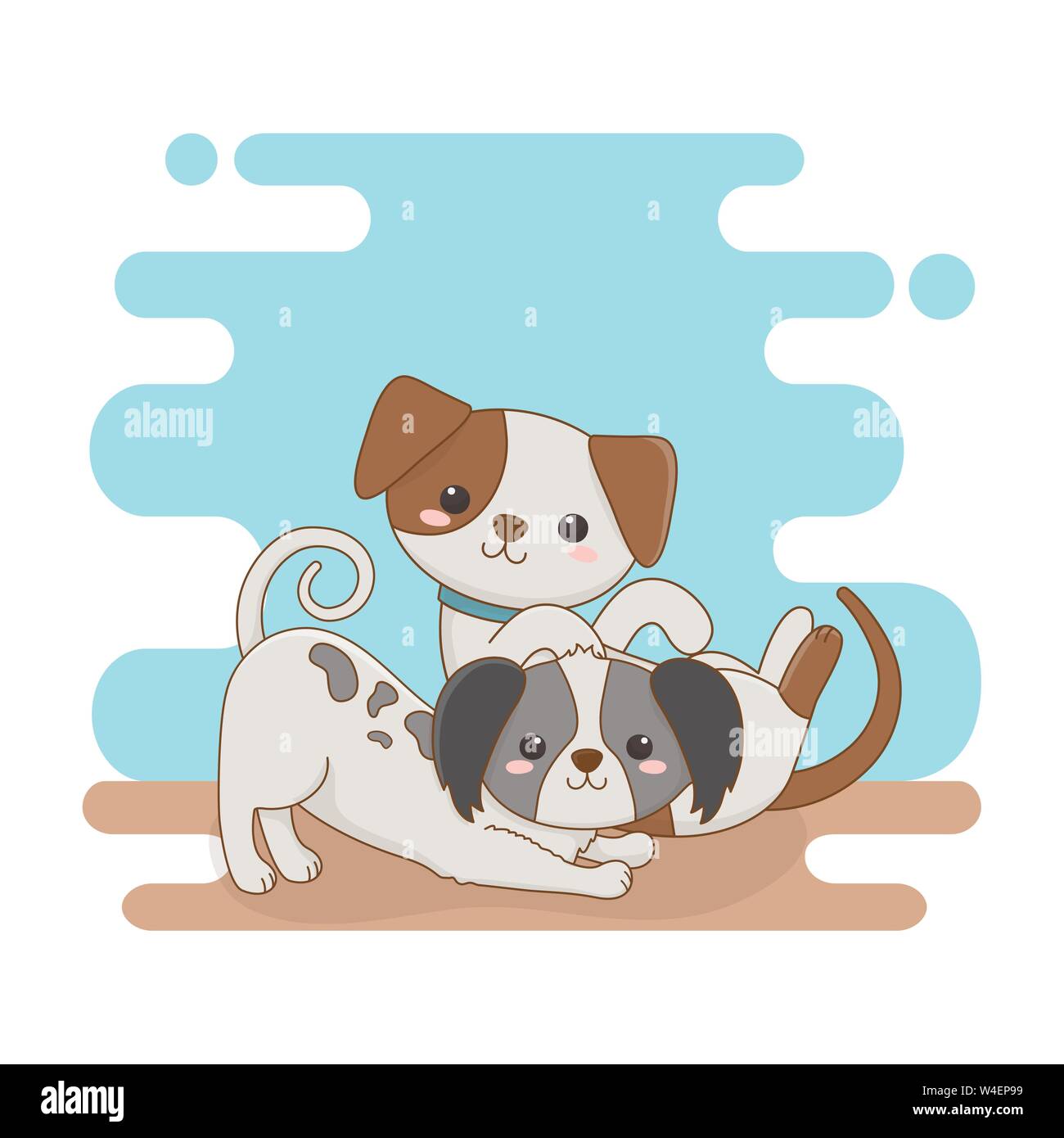 cute little dogs mascots characters vector illustration design Stock ...
