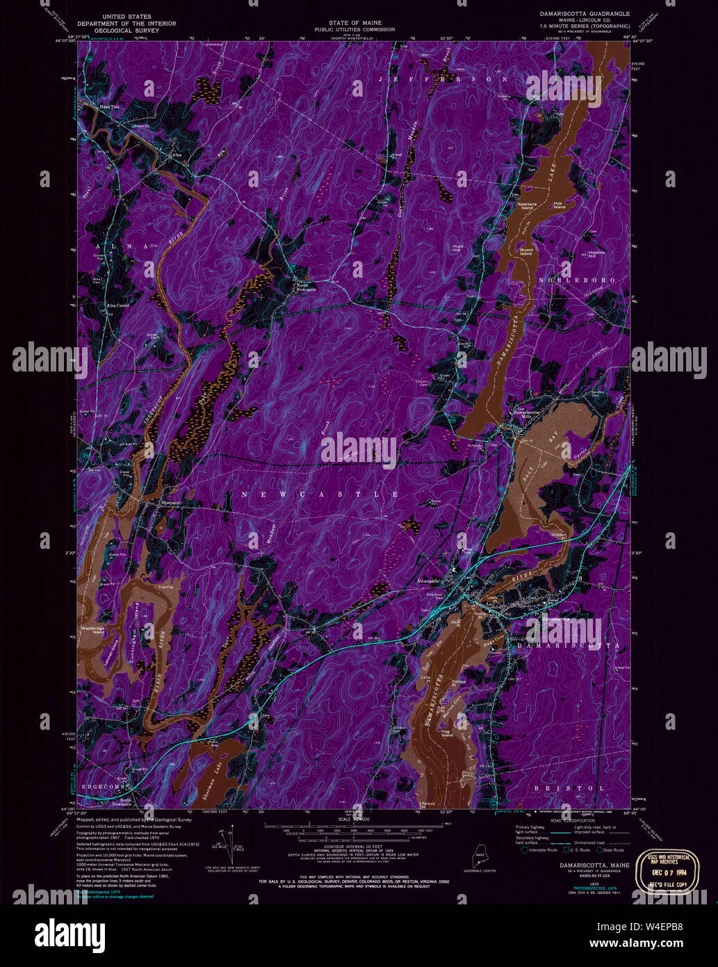 Maine USGS Historical Map Damariscotta 807872 1970 24000 Inversion