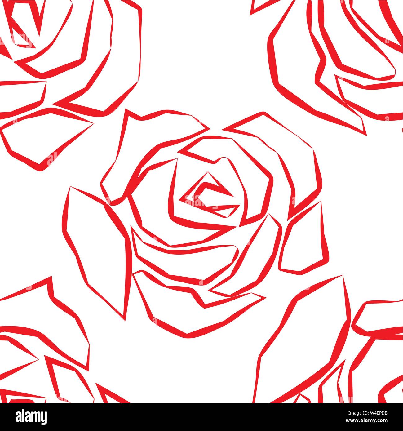 Seamless pattern with painted roses. Vector illustration Stock Vector