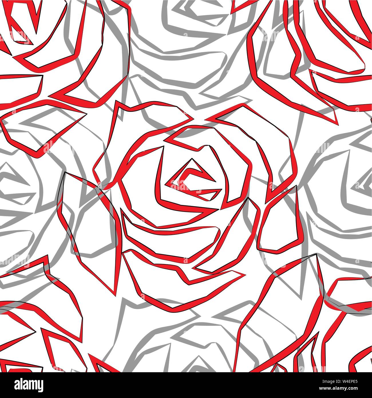Seamless pattern with painted roses. Vector illustration Stock Vector