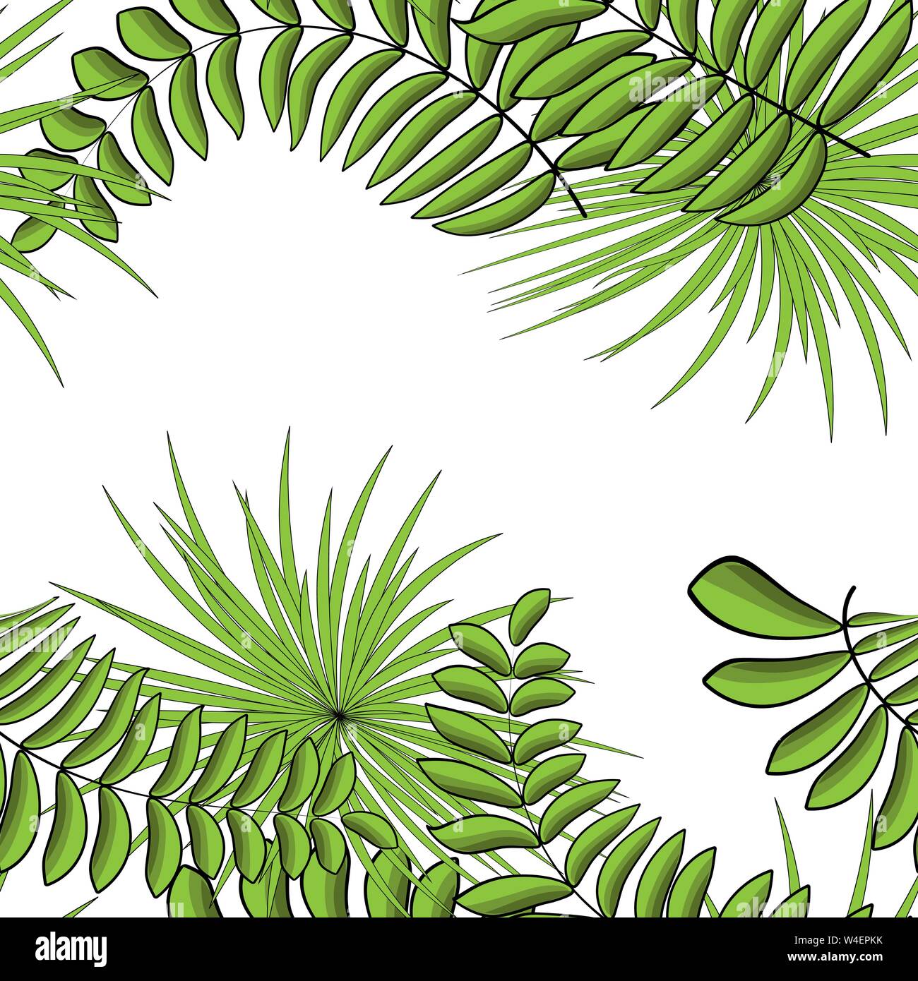 Tropical palm leaves, jungle leaves seamless vector floral pattern ...