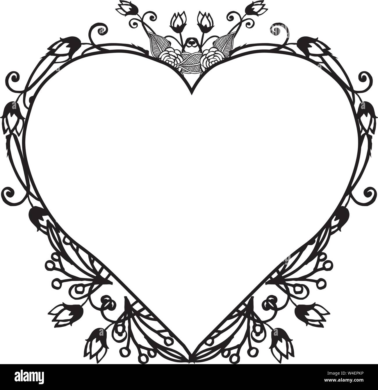 Black and white floral frame, beautiful template for invitations ...