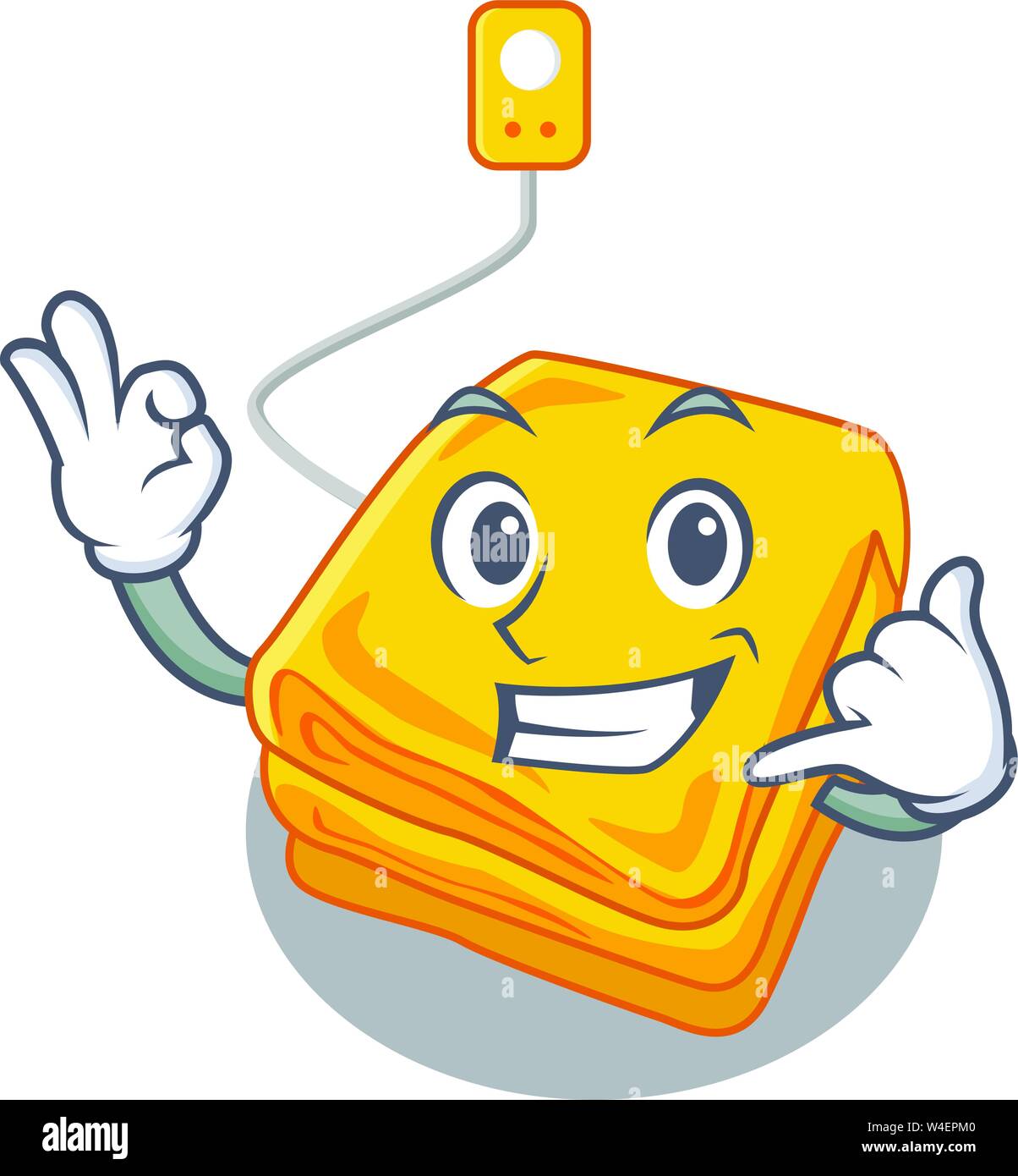 Call me electric blankets put in cartoon bed vector illustration Stock