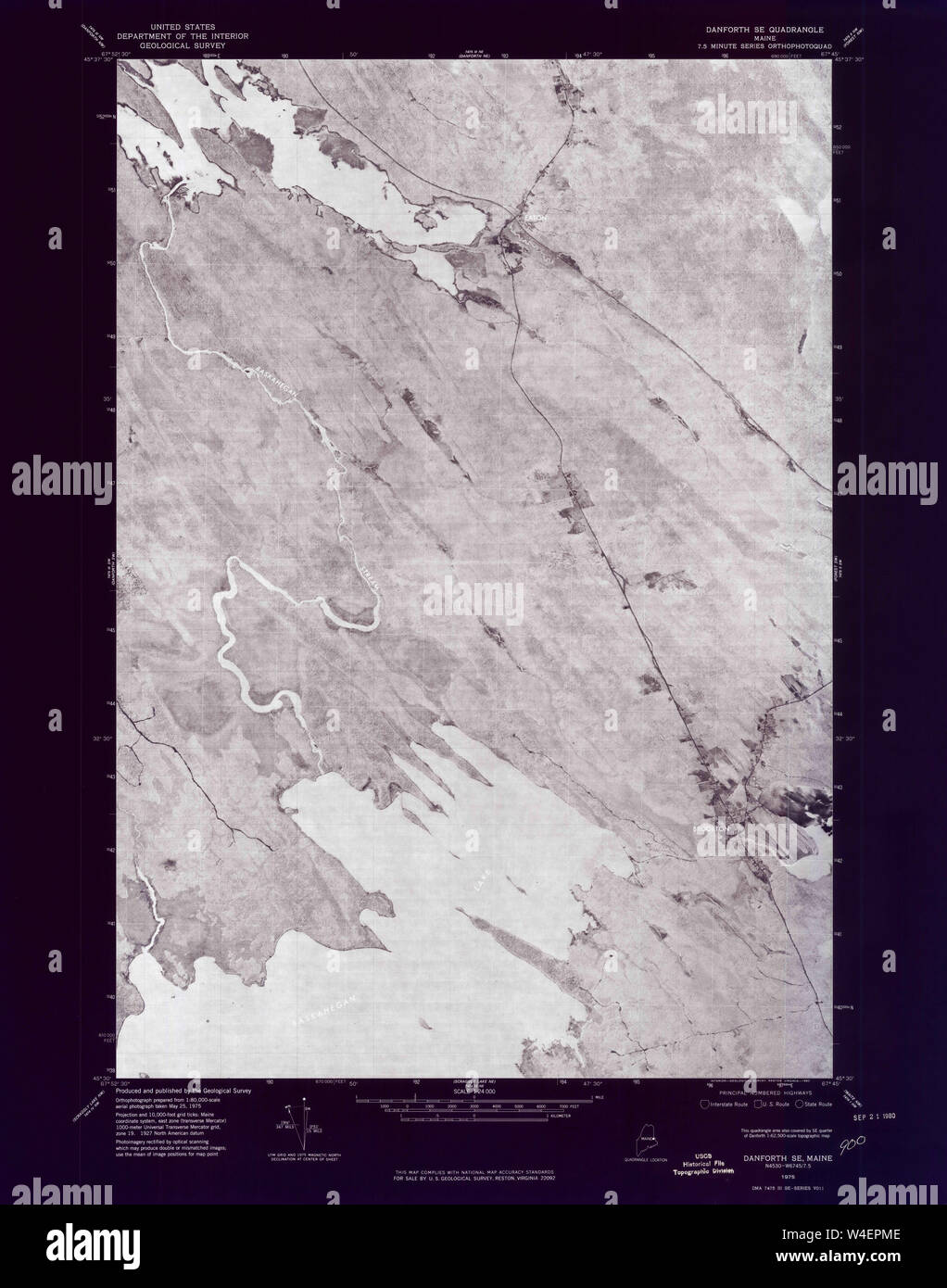 Maine USGS Historical Map Danforth SE 806633 1975 24000 Inversion