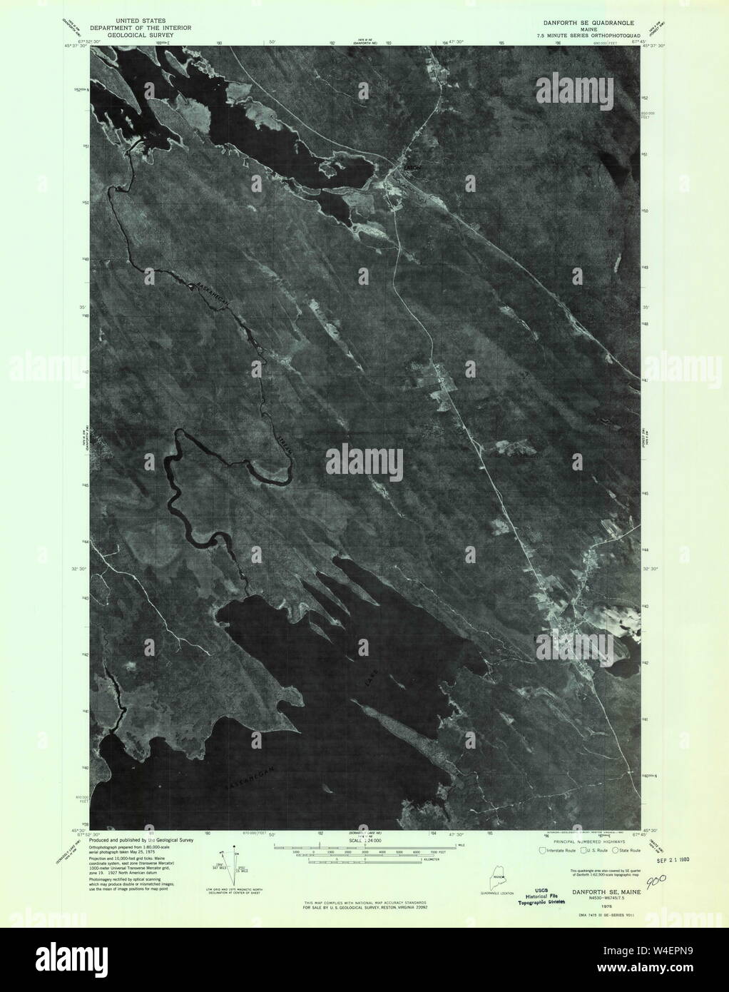 Maine USGS Historical Map Danforth SE 806633 1975 24000 Restoration