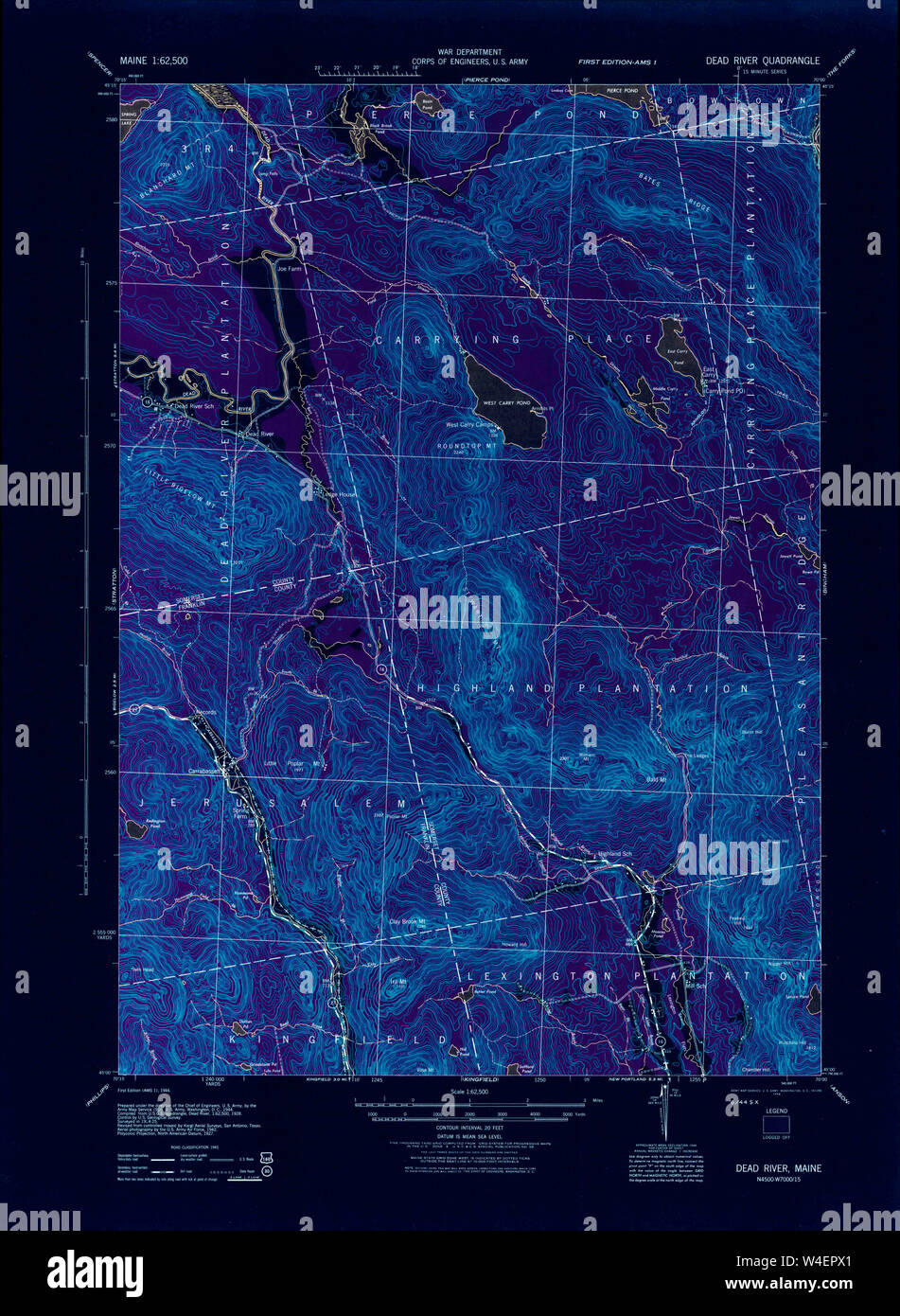 Maine USGS Historical Map Dead River 460350 1944 62500 Inversion