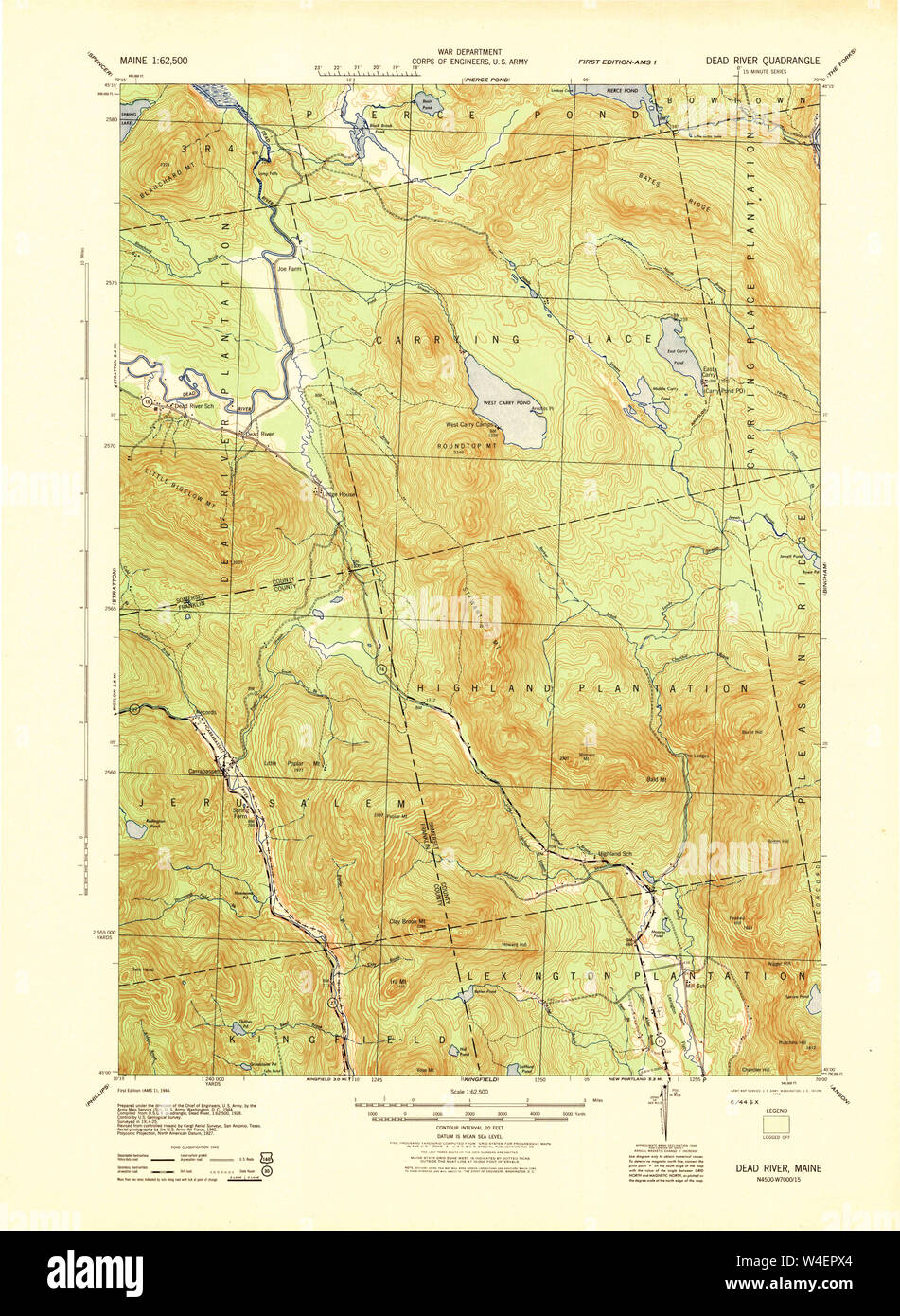 dead river maine map Maine Usgs Historical Map Dead River 460350 1944 62500 Restoration dead river maine map