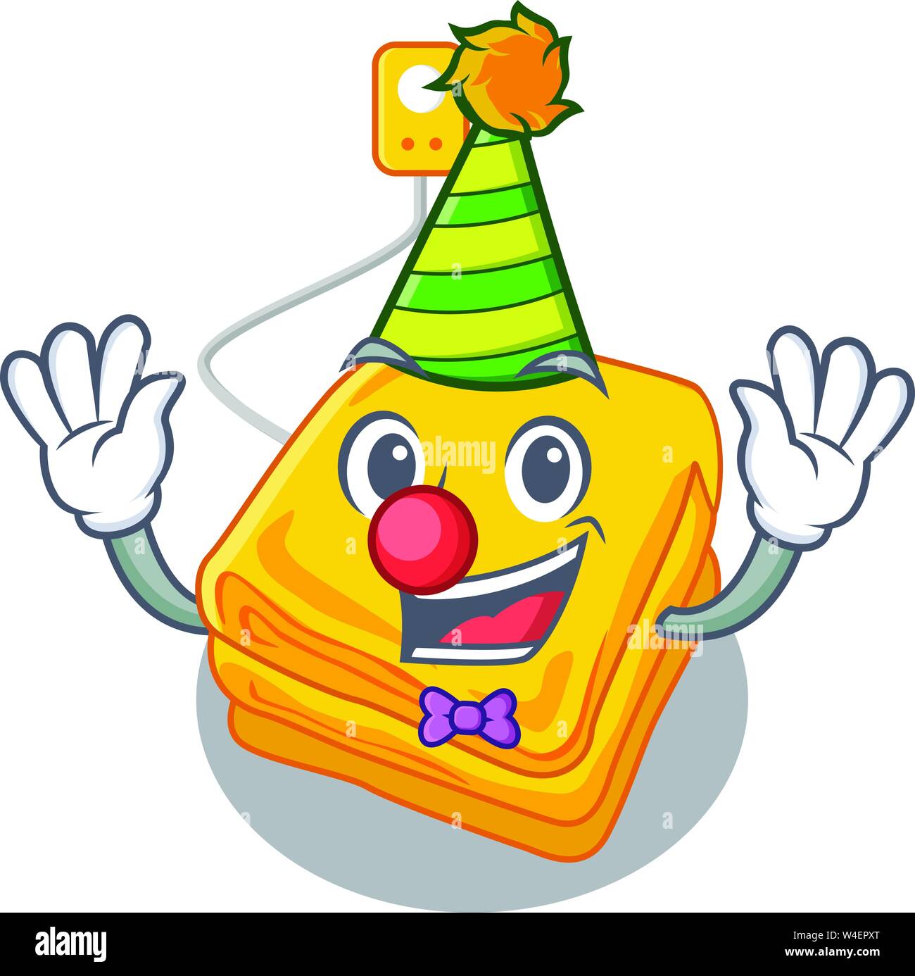 Clown electric blankets put in cartoon bed vector illustration Stock