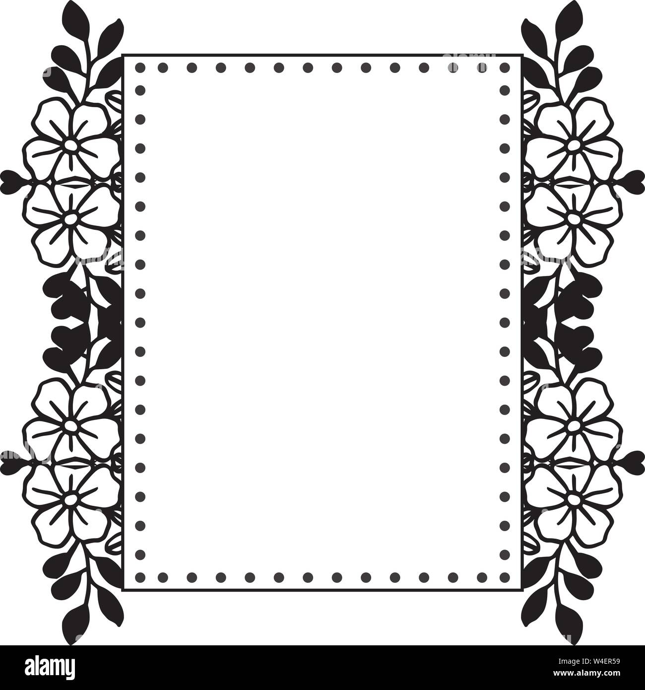 Vintage frame, with drawing elegant flower and leaf, invitation card