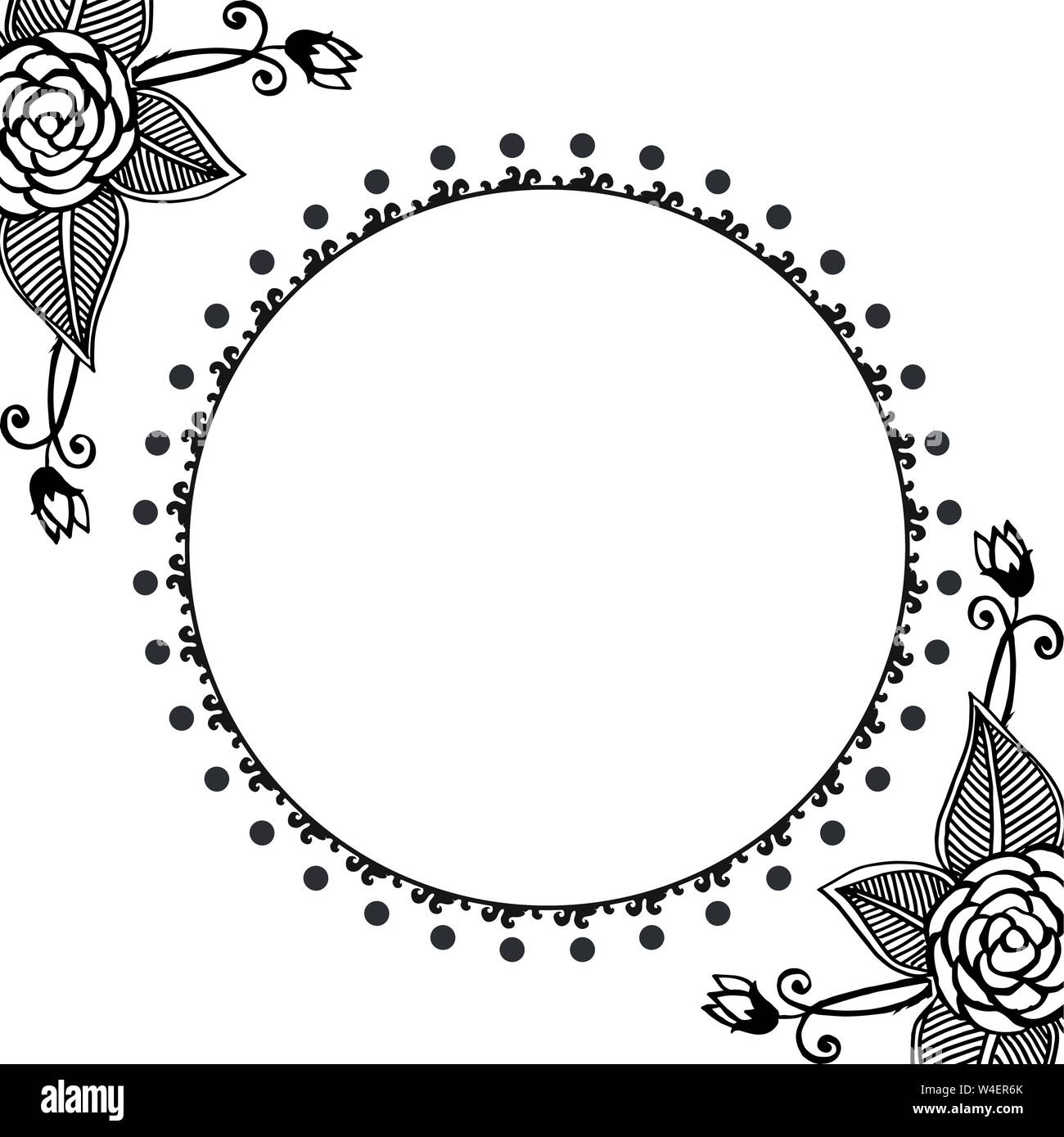 Vintage frame, with drawing elegant flower and leaf, invitation card