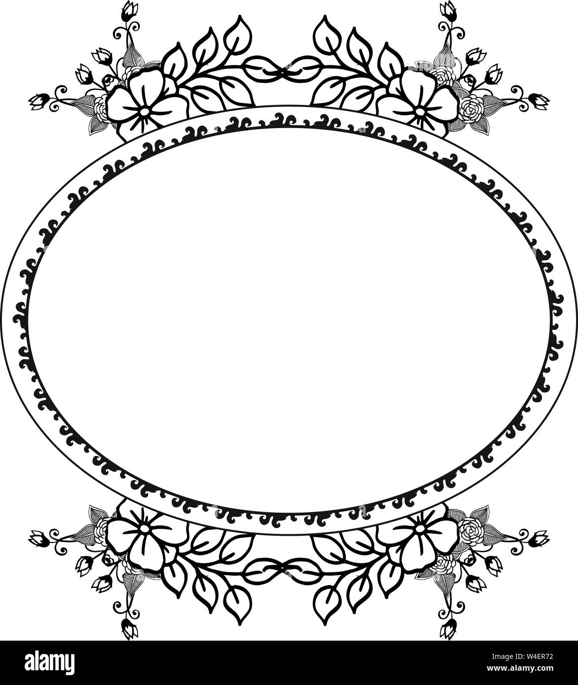 Vintage frame, with drawing elegant flower and leaf, invitation card