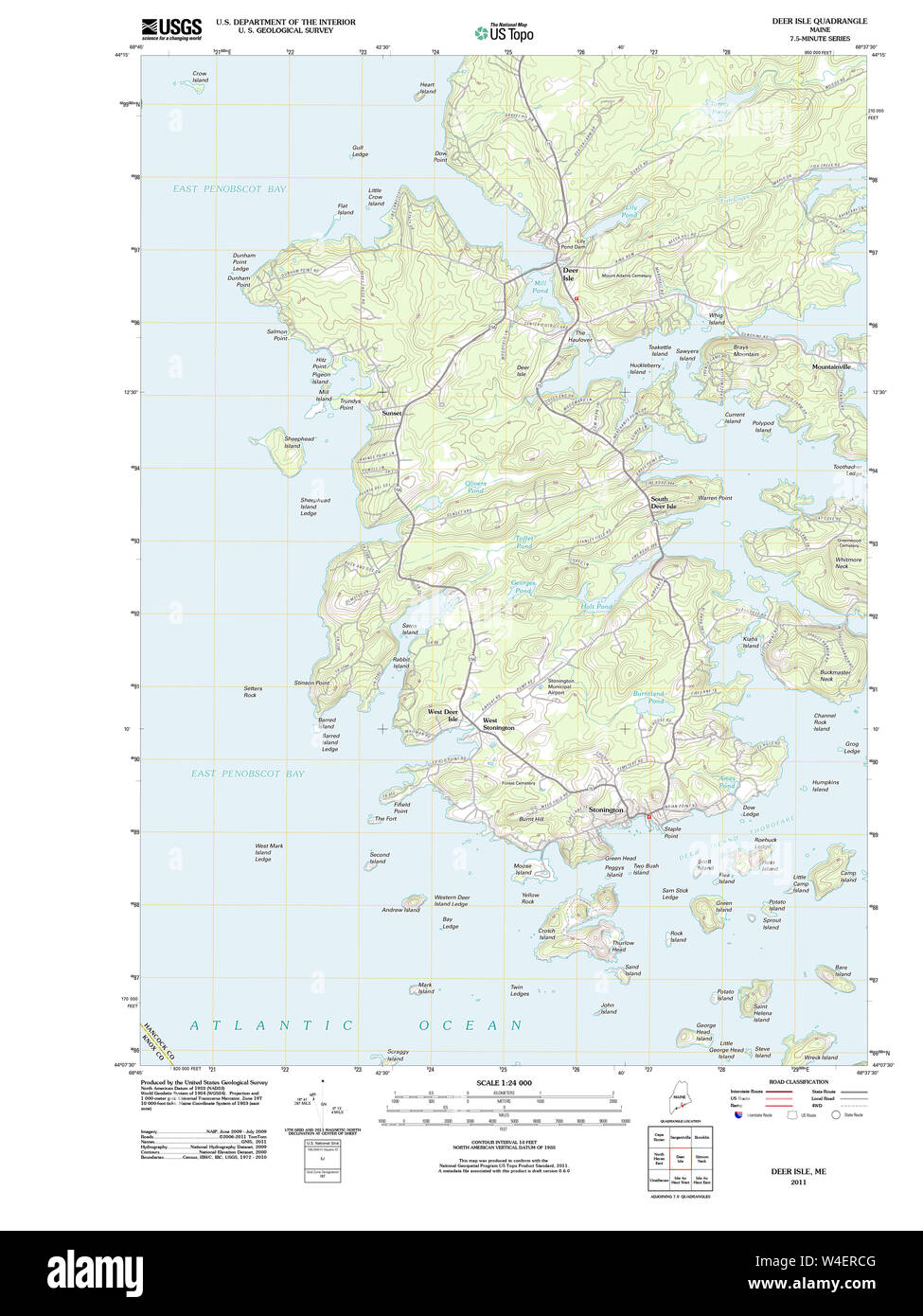 Maine USGS Historical Map Deer Isle 20110909 TM Restoration Stock Photo Alamy