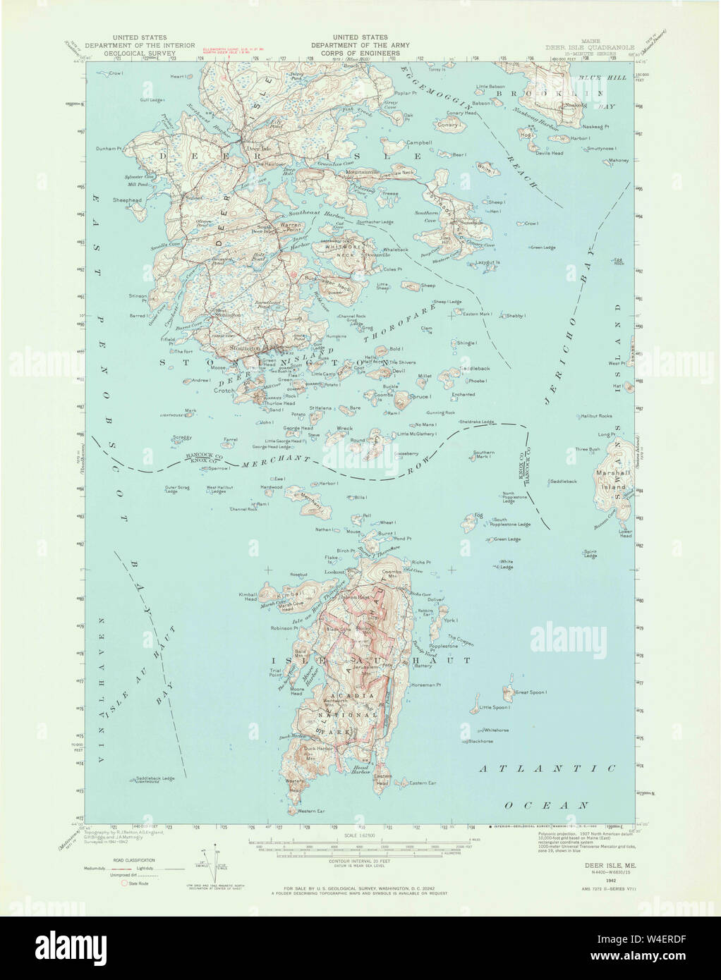 Maine USGS Historical Map Deer Isle 306538 1942 62500 Restoration Stock