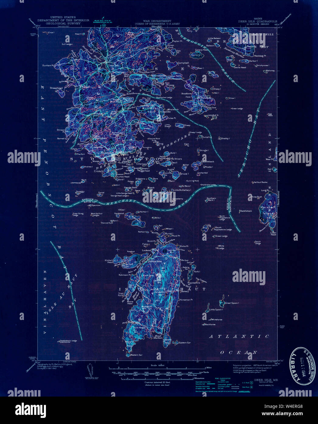 Maine USGS Historical Map Deer Isle 460354 1944 62500 Inversion Restoration Stock Photo Alamy
