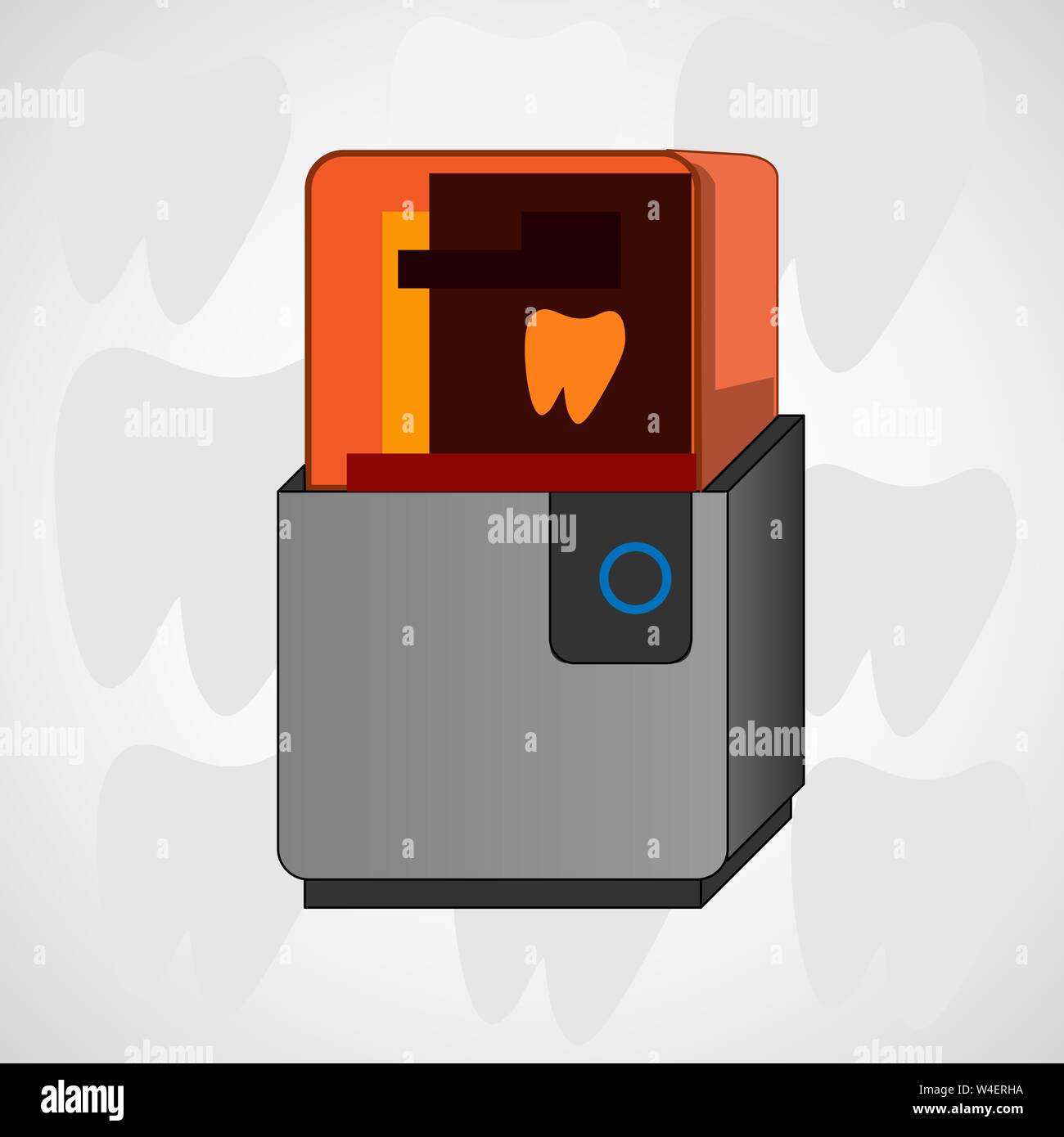 Dental 3d printer in modern style. Dentistry vector icon. Graphic element Stock Vector