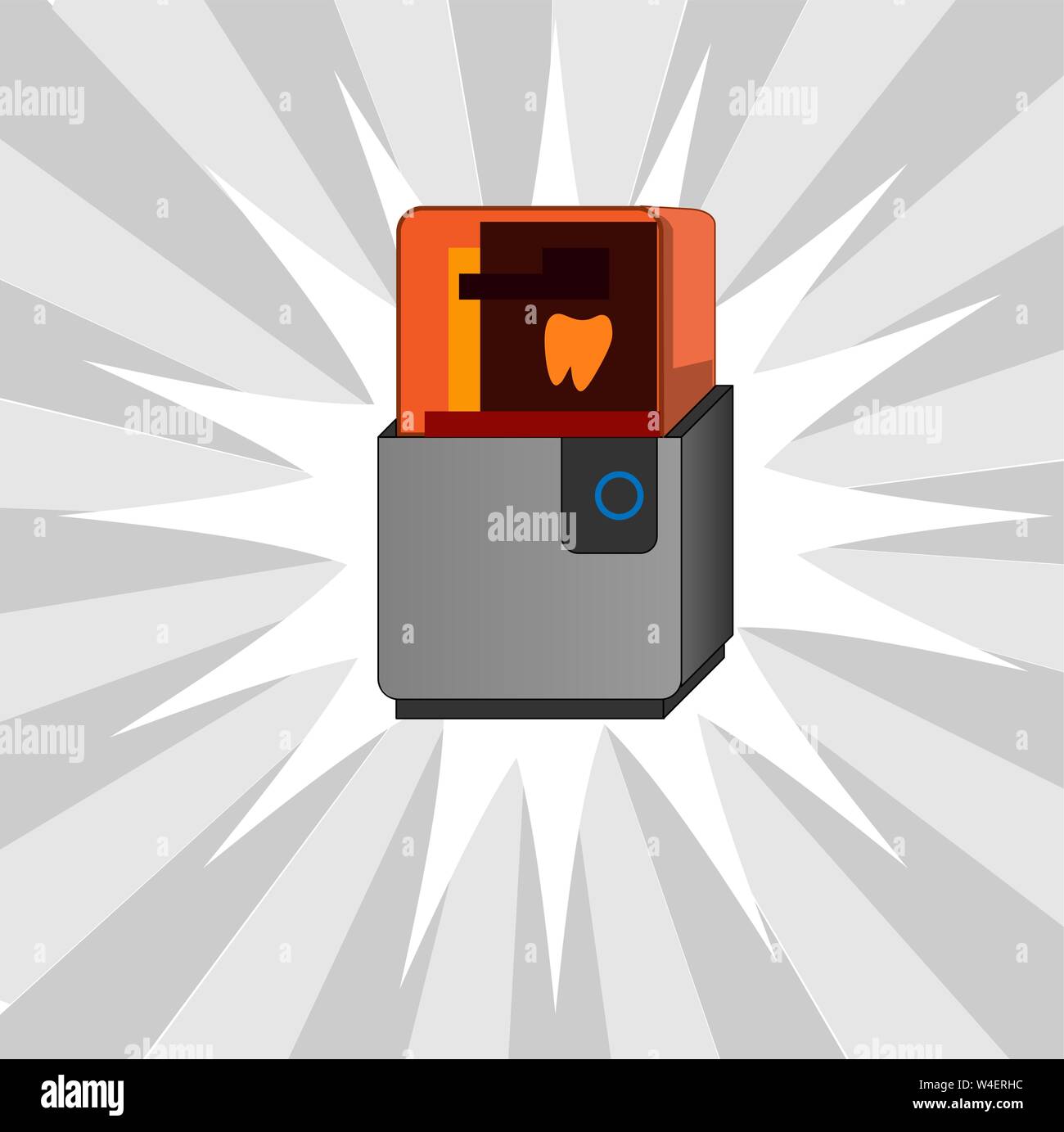 Dental 3d printer in modern style. Dentistry vector icon. Graphic element Stock Vector